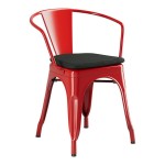 Lancaster Table & Seating Alloy Ruby Red Outdoor Arm Chair with Black Fabric Magnetic Cushion