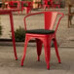 Lancaster Table & Seating Alloy Ruby Red Outdoor Arm Chair with Black Fabric Magnetic Cushion