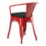 Lancaster Table & Seating Alloy Ruby Red Outdoor Arm Chair with Black Fabric Magnetic Cushion