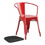 Lancaster Table & Seating Alloy Ruby Red Outdoor Arm Chair with Black Fabric Magnetic Cushion