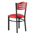 Lancaster Table & Seating Black Finish Side Chair with Red Vinyl Seat and Mahogany Wood Back - Assembled