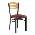 Lancaster Table & Seating Black Finish Side Chair with Red Vinyl Seat and Mahogany Wood Back - Assembled