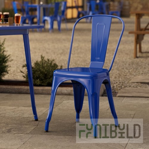 Lancaster Table & Seating Alloy Blue Quartz Outdoor Cafe Chair