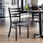 Lancaster Table & Seating Black Finish Ladder Back Chair with Black Wood Seat - Detached Seat