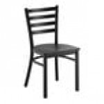 Lancaster Table & Seating Black Finish Ladder Back Chair with Black Wood Seat - Detached Seat