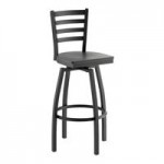 Lancaster Table & Seating Black Finish Ladder Back Chair with Black Wood Seat - Detached Seat