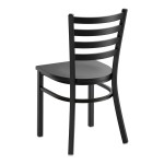 Lancaster Table & Seating Black Finish Ladder Back Chair with Black Wood Seat - Detached Seat