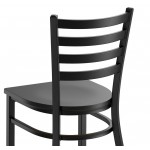 Lancaster Table & Seating Black Finish Ladder Back Chair with Black Wood Seat - Detached Seat