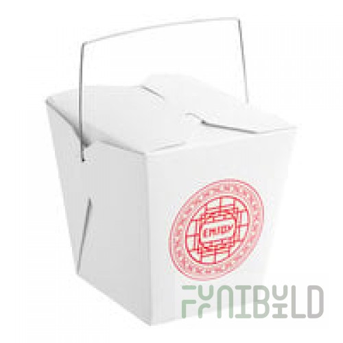 Fold-Pak 32WHPAGODM 32 oz. Pagoda Chinese / Asian Paper Take-Out Container with Wire Handle - 500/Case