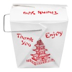 Fold-Pak 32WHPAGODM 32 oz. Pagoda Chinese / Asian Paper Take-Out Container with Wire Handle - 500/Case