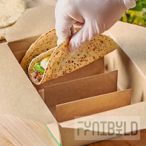 4-Compartment Kraft Taco Holder Insert - 500/Case