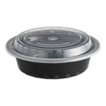 Pactiv Newspring NC718B 16 oz. Black VERSAtainer Round Microwavable Container with Lid - 150/Case