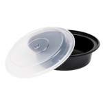 Pactiv Newspring NC718B 16 oz. Black VERSAtainer Round Microwavable Container with Lid - 150/Case