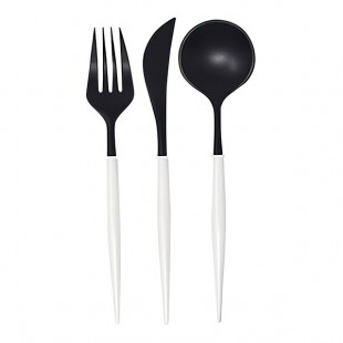 Sophistiplate Bella Black / White Extra Heavy Weight Plastic Cutlery - 288/Case