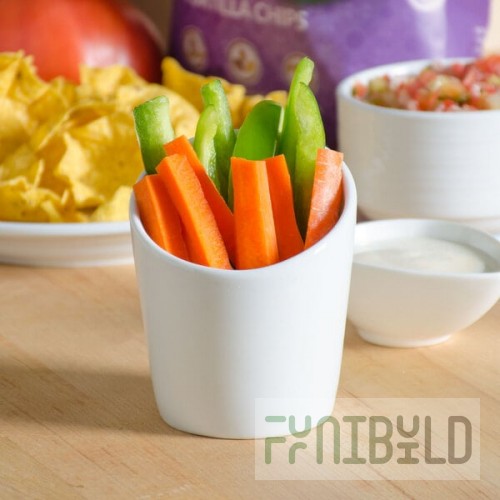 Tuxton GLP-651 TuxTrendz Linx 6 oz. Bright White Tall Slanted China Side Dish - 12/Case
