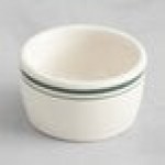 Acopa 2 oz. Ivory (American White) Stoneware Ramekin with Green Bands - 48/Case Acopa 2 oz. Ivory (American White) Stoneware Ramekin with Green Bands - 48/Case