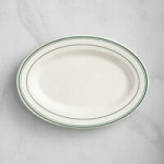 Acopa 2 oz. Ivory (American White) Stoneware Ramekin with Green Bands - 48/Case Acopa 2 oz. Ivory (American White) Stoneware Ramekin with Green Bands - 48/Case