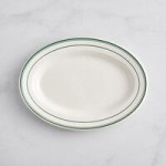Acopa 2 oz. Ivory (American White) Stoneware Ramekin with Green Bands - 48/Case Acopa 2 oz. Ivory (American White) Stoneware Ramekin with Green Bands - 48/Case