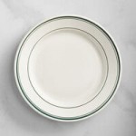 Acopa 2 oz. Ivory (American White) Stoneware Ramekin with Green Bands - 48/Case Acopa 2 oz. Ivory (American White) Stoneware Ramekin with Green Bands - 48/Case