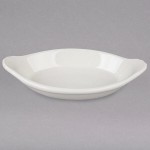 Hall China from Steelite International HL5261/22AWHA Ivory (American White) 6 oz. Oval Rarebit / Au Gratin Dish - 24/Case