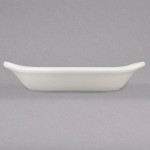 Hall China from Steelite International HL5261/22AWHA Ivory (American White) 6 oz. Oval Rarebit / Au Gratin Dish - 24/Case