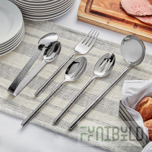 Carlisle Terra 5-Piece 18/0 Hammered Stainless Steel Heavy Weight Buffetware Utensils Set