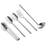 Carlisle Terra 5-Piece 18/0 Hammered Stainless Steel Heavy Weight Buffetware Utensils Set Carlisle Terra 5-Piece 18/0 Hammered Stainless Steel Heavy Weight Buffetware Utensils Set