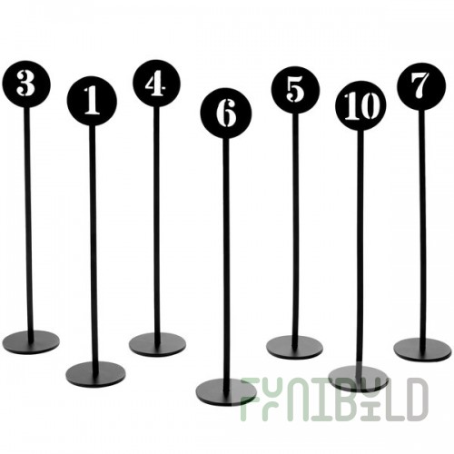 American Metalcraft NSB10 Black Stamped-Out Number Table Stands - 1 to 10
