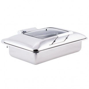 TableCraft CW40161 7 Qt. Full Size Stainless Steel Quick View Induction Chafer with Glass Lid