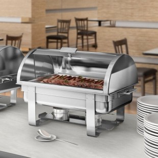 Choice Deluxe 8 Qt. Full Size Chrome Accent Roll Top Chafer Choice Deluxe 8 Qt. Full Size Chrome Accent Roll Top Chafer