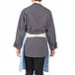 Uncommon Chef 3127 Sky Blue Customizable Poly-Cotton Avalanche Bib Apron with Natural Webbing and 3 Pockets - 34