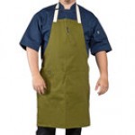 Uncommon Chef 3127 Sky Blue Customizable Poly-Cotton Avalanche Bib Apron with Natural Webbing and 3 Pockets - 34
