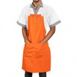 Uncommon Chef 3127 Sky Blue Customizable Poly-Cotton Avalanche Bib Apron with Natural Webbing and 3 Pockets - 34