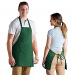 Choice Kelly Green Poly-Cotton Front of House Bib Apron with 3 Pockets - 25