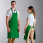 Choice Kelly Green Poly-Cotton Front of House Bib Apron with 3 Pockets - 25