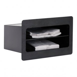 Dispense-Rite Black Polystyrene 2-Compartment Built-In Flush-Mount Bag Organizer FMB-1BT