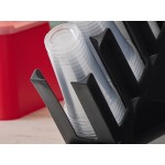 Choice Black 4-Section Slanted Countertop Cup and Lid Organizer