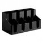 Choice Black 4-Section Slanted Countertop Cup and Lid Organizer