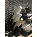 Choice Black 4-Section Slanted Countertop Cup and Lid Organizer