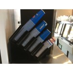 Choice Black 4-Section Slanted Countertop Cup and Lid Organizer