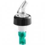 TableCraft 0.75 oz. Clear Spout / Green Tail Measured Liquor Pourer with Collar 4243A - 12/Pack TableCraft 0.75 oz. Clear Spout / Green Tail Measured Liquor Pourer with Collar 4243A - 12/Pack