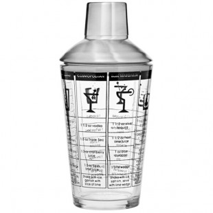 Franmara 16 oz. Cocktail Shaker with Printed Recipes 8151 BXR