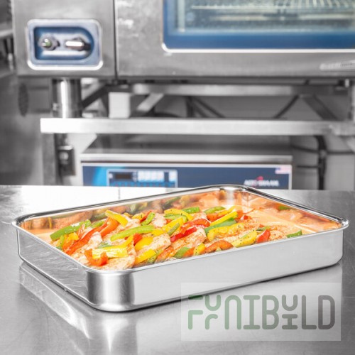 Vollrath 49432 Miramar® Display 4.6 Qt. Tri-Ply Stainless Steel Roasting Pan - 14 11/16