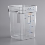 Vigor 22 Qt. Clear Square Polycarbonate Food Storage Container and Blue Lid - 6/Pack