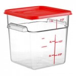 Vigor 22 Qt. Clear Square Polycarbonate Food Storage Container and Blue Lid - 6/Pack