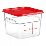 Vigor 22 Qt. Clear Square Polycarbonate Food Storage Container and Blue Lid - 6/Pack