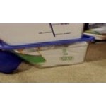 Vigor 22 Qt. Clear Square Polycarbonate Food Storage Container and Blue Lid - 6/Pack