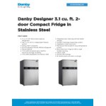 Danby DCR031B1BSLDD Designer 3.1 Cu. Ft. Stainless Steel Solid Two Door Reach-In Refrigerator / Freezer