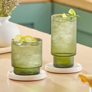Acopa Lore Green Rocks / Old Fashioned and Highball Glass Set - 24/Case