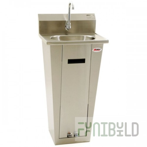 Eagle Group HSA-10-FA-P-MG MICROGARD® Foot Operated Pedestal Hand Sink with Gooseneck Faucet, Foot Pedals, P-Trap, and Basket Drain